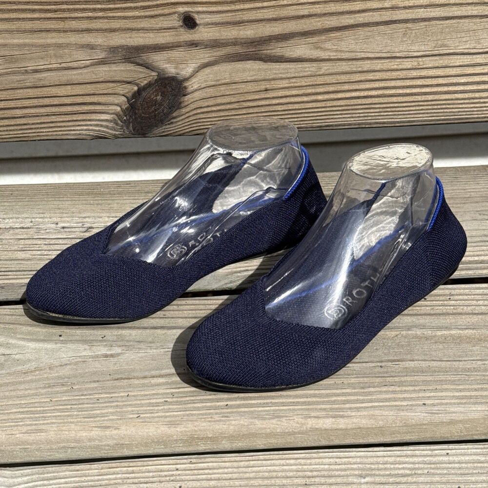 Rothy's The Flat Slip On Shoes Maritime Navy Blue Womens flats shoes size 8 EUC